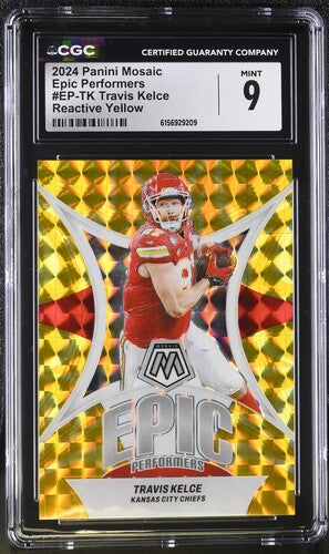 2024 Panini Mosaic Epic Performers #EP-TK Travis Kelce Reactive Yellow CGC 9 SC2