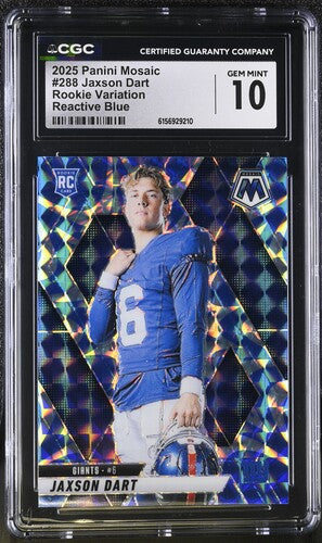2025 Panini Mosaic #288 Jaxson Dart Rookie Variation Reactive Blue CGC 10 SC2
