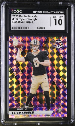 2025 Panini Mosaic #312 Tyler Shough Reactive Purple CGC 10 SC2