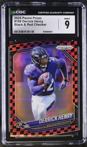 2025 PANINI PRIZM #168 DERRICK HENRY BLACK & RED CHECKER CGC 9 SC2