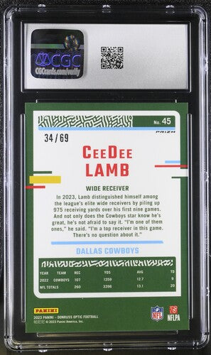 2023 Donruss Optic #45 CeeDee Lamb Electricity CGC 10 SC2