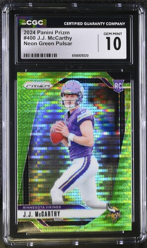 2024 Panini Prizm #400 JJ McCarthy Neon Green Pulsar CGC 10 SC2