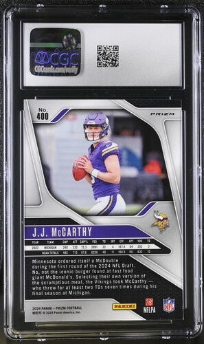 2024 Panini Prizm #400 JJ McCarthy Neon Green Pulsar CGC 10 SC2
