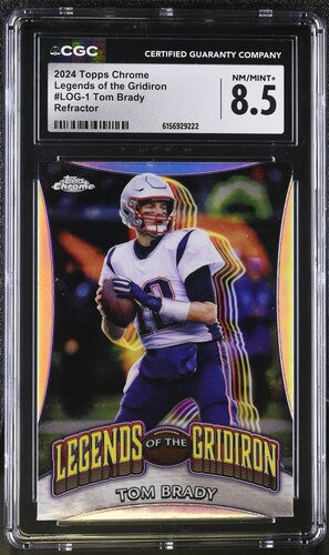 2024 TOPPS CHROME LEGENDS OF THE GRIDIRON #LOG-1 TOM BRADY REFRACTOR CGC 8.5 SC2