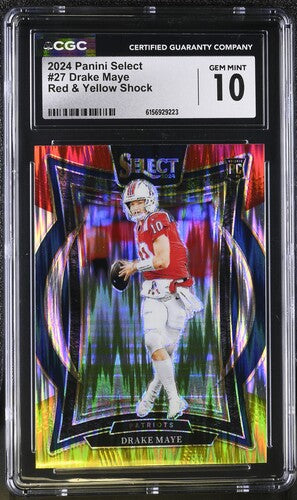 2024 Panini Select #27 Drake Maye Red & Yellow CGC10 SC2