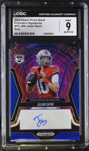 2025 Panini Prizm Black Prizmatrix Signatures #PS-JSN Julian Sayin Blue CGC 9 AUTO 10 SC2
