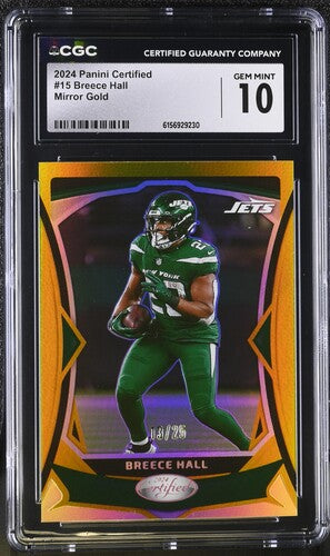 2024 Panini Certified #15 Breece Hall Mirror Gold CGC 10 Sc2