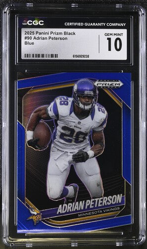 2025 PANINI PRIZM BLACK #90 ADRIAN PETERSON BLUE CGC 10 SC2