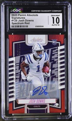 2023 Panini Absolute Signatures #128 Josh Downs Sprectrum Red CGC 10 AUTO 10 SC2