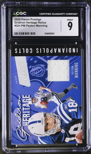 2020 PANINI PRESTIGE GRIDIRON HERITAGE RELICS #GH-PM PEYTON MANNING CGC 9 SC3