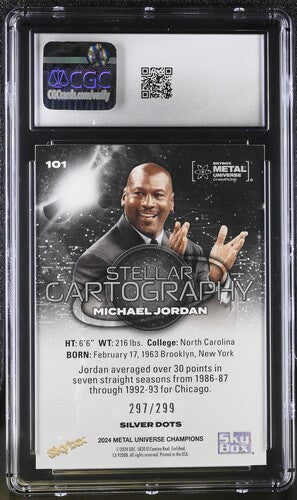 2024 METAL UNIVERSE CHAMPIONS MICHAEL JORDAN SILVER DOTS CGC 10 SC5