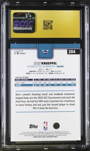 2025-2026 Topps #204 Kon Knueppel CGC PRISTINE 10 SC5