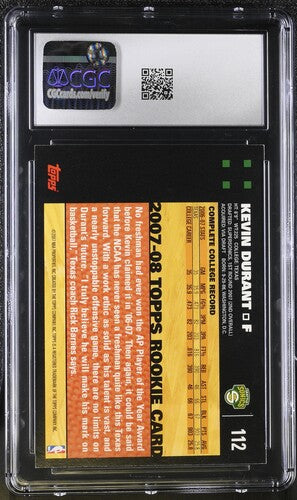 2007-08 TOPPS #112 KEVIN DURANT CGC 9 SC5