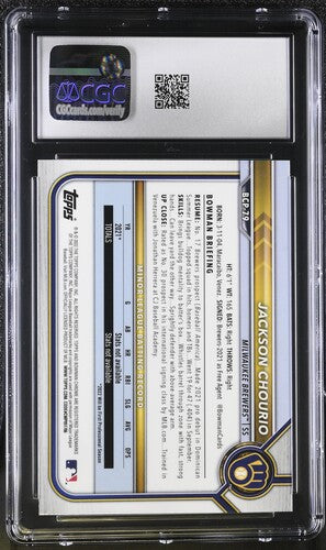 2022 BOWMAN CHROME PROSPECTS #BCP-79 JACKSON CHOURIO CGC 10 SC4