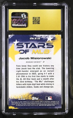 2026 TOPPS STARS OF MLB JACOB MISIOROWSKI CGC PRISTINE 10 SC3