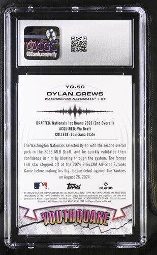 2025 Topps Chrome Youthquake #YQ-50 Dylan Crews CGC 8