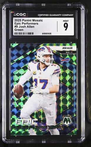 2025 Panini Mosaic Epic Performers #9 Josh Allen Green CGC 9