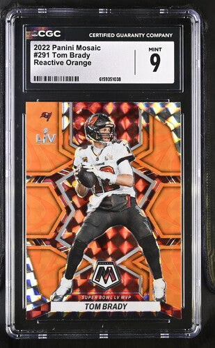 2022 Panini Mosaic #291 Tom Brady Reactive Orange CGC 9