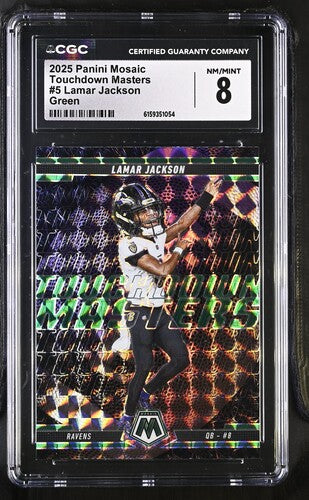 2025 PANINI MOSAIC TOUCHDOWN MASTERS LAMAR JACKSON CGC 8 SC2