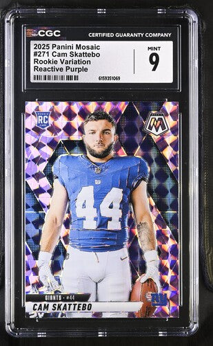 2025 Panini Mosaic #271 Cam Skattebo Rookie Variation Reactive Purple CGC 9