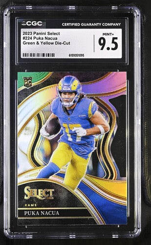 2023 Panini Select #224 Puka Nacua Green & Yellow Die-Cut CGC 9.5