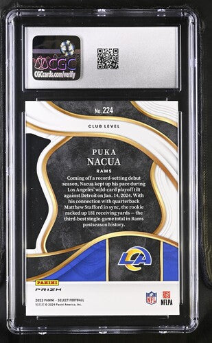 2023 Panini Select #224 Puka Nacua Green & Yellow Die-Cut CGC 9.5