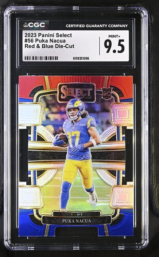2023 Panini Select #56 Puka Nacua Red & Blue Die-Cut CGC 9.5