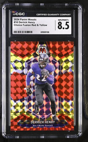 2024 PANINI MOSAIC DERRIK HENRY CHOICE FUSION RED & YELLOW CGC 8.5 SC2