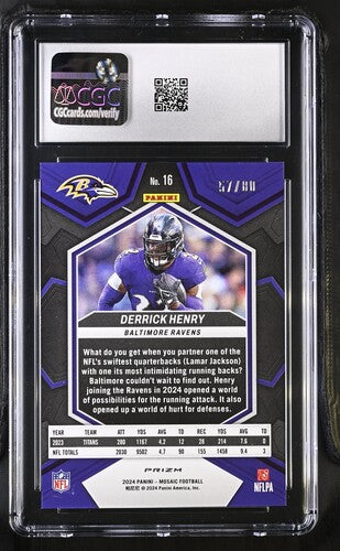 2024 PANINI MOSAIC DERRIK HENRY CHOICE FUSION RED & YELLOW CGC 8.5 SC2
