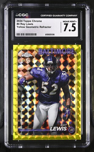 2024 Topps Chrome $4 Ray Lewis Yellow Geometric Refractor CGC 7.5