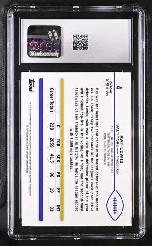 2024 Topps Chrome $4 Ray Lewis Yellow Geometric Refractor CGC 7.5
