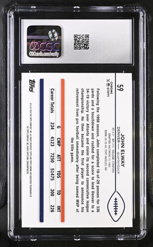 2024 Topps Chrome #59 John Elway Yellow Geometric Refractor CGC 7.5