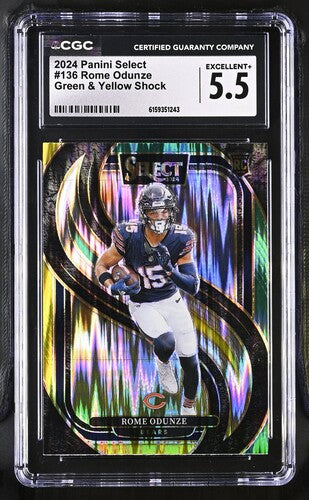 2024 Panini Select #136 Rome Odunze Green & Yellow Shock CGC 5.5
