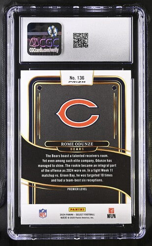 2024 Panini Select #136 Rome Odunze Green & Yellow Shock CGC 5.5