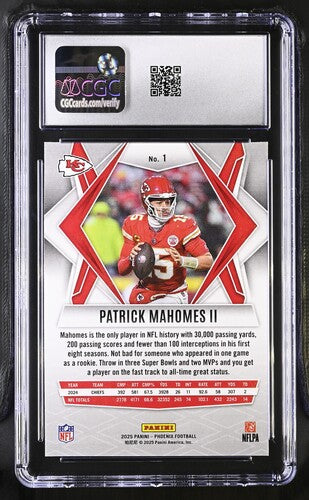 2025 Panini Phoenix #1 Patrick Mahomes II Silver Hyper CGC 9