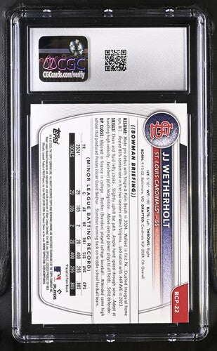2025 Bowman Chrome Prospects #BCP-22 JJ Wetherholt CGC 9 SC4