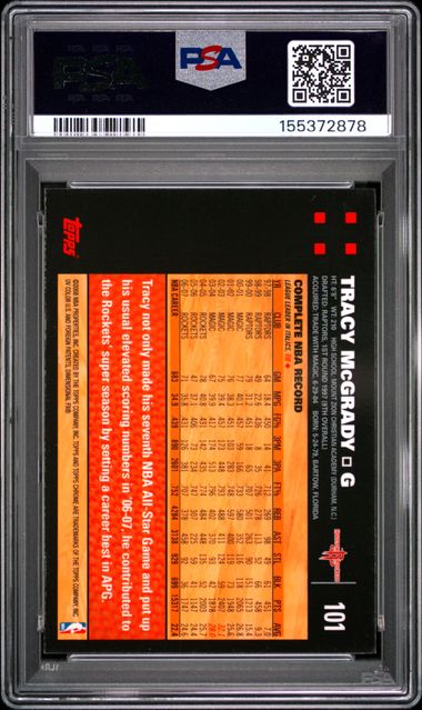 2007 TOPPS CHROME #101 TRACY McGRADY PSA 9