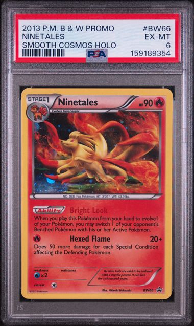 2013 POKEMON BLACK & WHITE PROMO #BW66 NINETALES SMOOTH COSMOS HOLO PSA 6 SC1