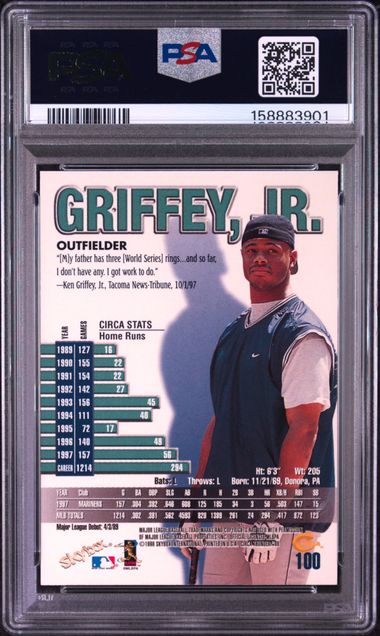 1998 CIRCA THUNDER #100 KEN GRIFFEY JR. PSA 8