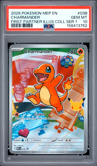 2026 POKEMON MEP EN-ME BLACK STAR PROMO #038 CHARMANDER FIRST PARTNER ILLUS COLL SER 1 PSA 10 SC1