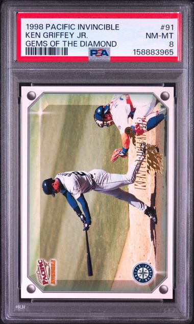 1998 PACIFIC INVINCIBLE GEMS OF THE DIAMOND #91 KEN GRIFFEY JR. GEMS OF THE DIAMOND PSA 8