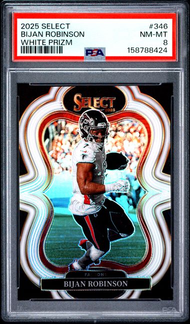 2025 PANINI SELECT #346 BIJAN ROBINSON WHITE PRIZM PSA 8 SC2