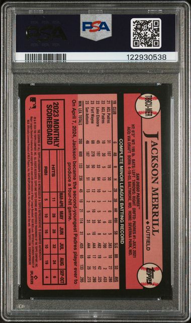 2024 TOPPS SILVER PACK 1989 CHROME PROMO #MER JACKSON MERRILL UPDATE-AUTOGRAPH PSA 9