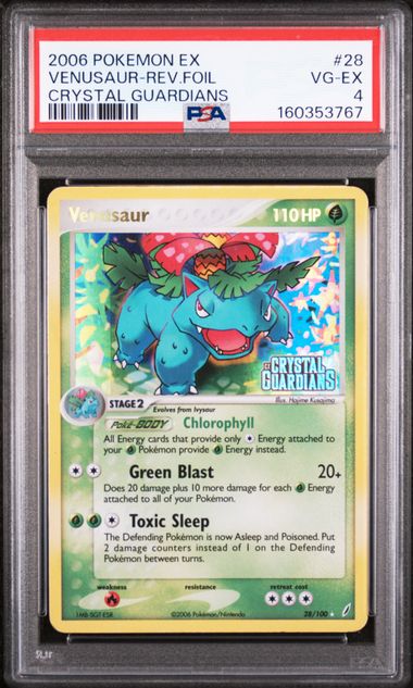 2006 POKEMON EX CRYSTAL GUARDIANS #28 VENUSAUR-REV.FOIL CRYSTAL GUARDIANS PSA 4 SC1