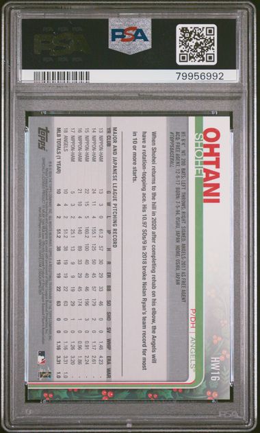 2019 TOPPS HOLIDAY #16 SHOHEI OHTANI METALLIC PSA 9
