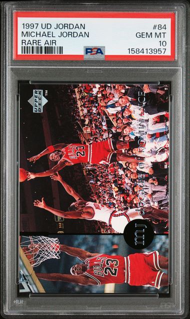 1997 UPPER DECK MJ RARE AIR #84 MICHAEL JORDAN RARE AIR "Menendez Brothers" PSA 10