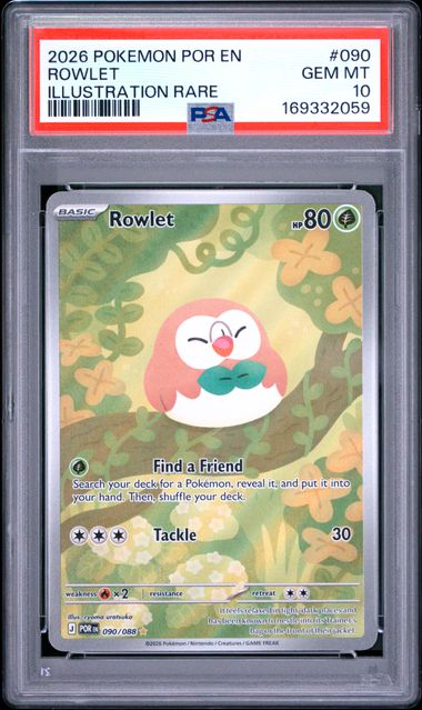 2026 POKEMON POR EN-PERFECT ORDER #090 ROWLET ILLUSTRATION RARE PSA 10