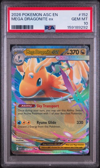 2026 POKEMON ASC EN-ASCENDED HEROES #152 MEGA DRAGONITE ex PSA 10 SC1