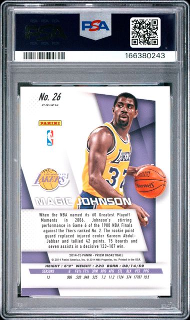 2014 PANINI PRIZM SP VARIATIONS #26 MAGIC JOHNSON SP VARIATIONS-PRIZM PSA 10 JR9272-90