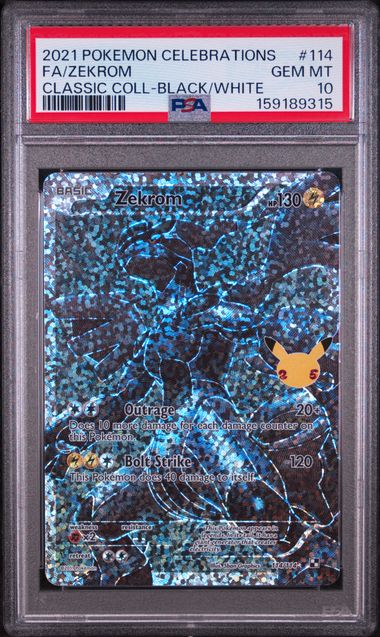 2021 POKEMON CELEBRATIONS CLASSIC COLLECTION #114 FA/ZEKROM CLASSIC COLL-BLACK/WHITE PSA 10 SC1